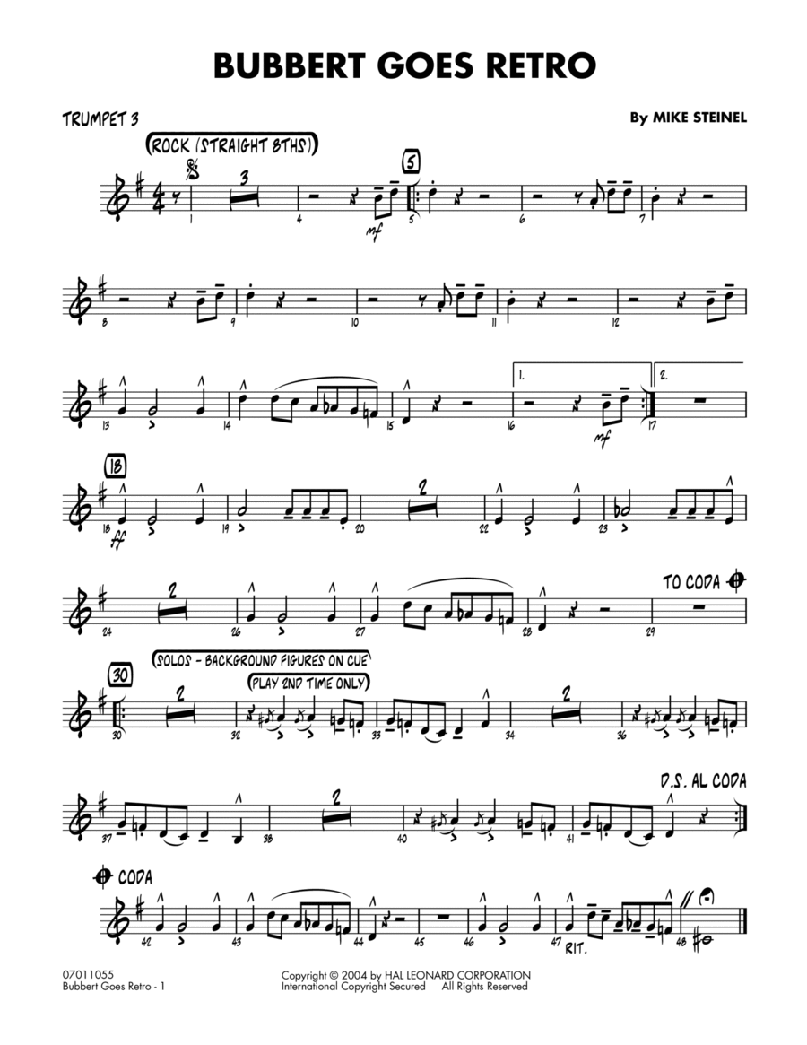 Bubbert Goes Retro - Trumpet 3 Trumpet scores gallery preview page 1