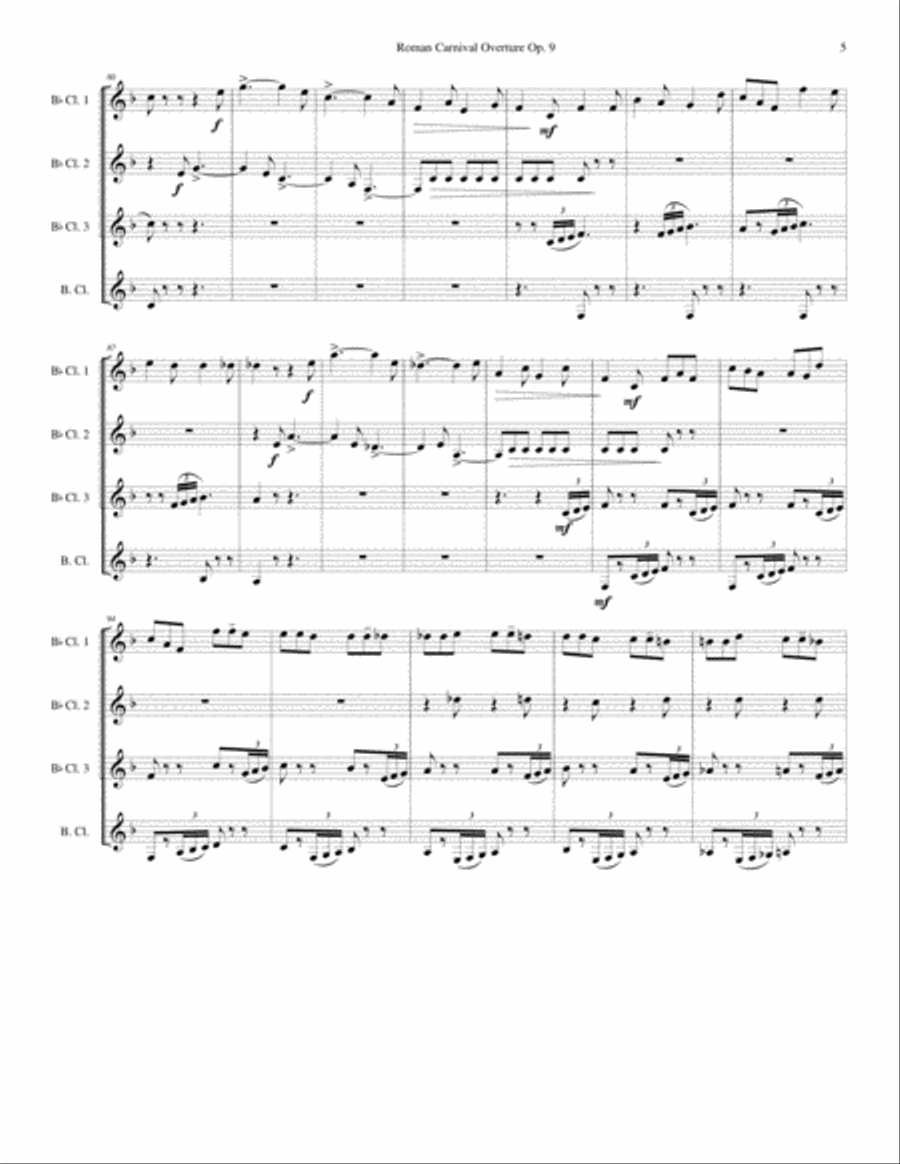 Berlioz - Roman Carnival - Clarinet Quartet Clarinet Quartet scores gallery preview page 5