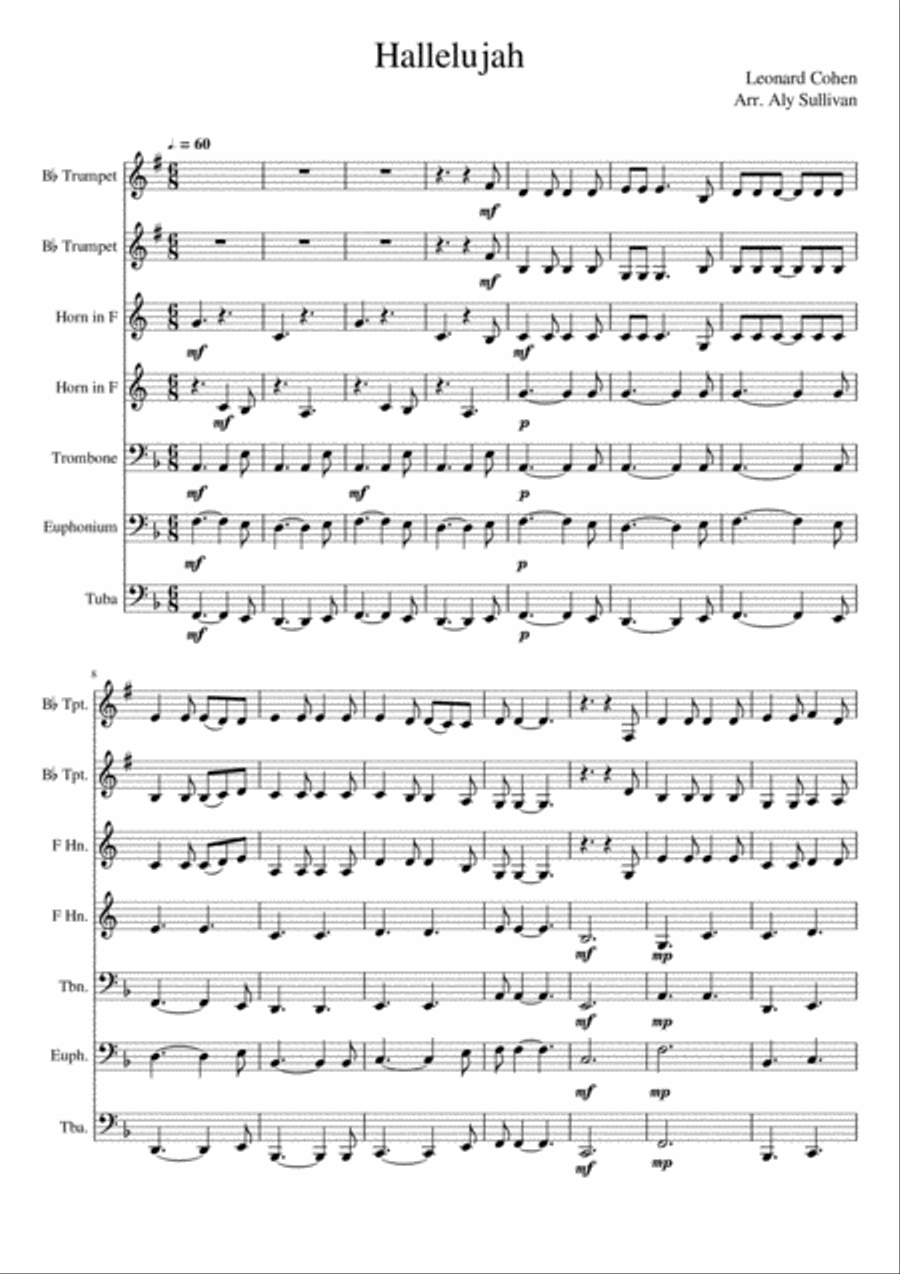 Hallelujah Brass Ensemble scores gallery preview page 1