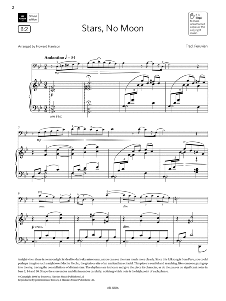 Stars, No Moon (Grade 3, B2, from the ABRSM Cello Syllabus from 2024)