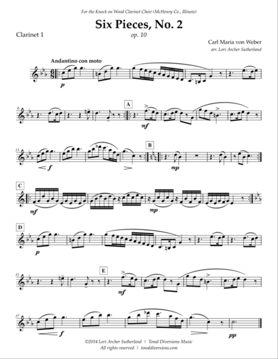 Six Pieces, No. 2 Clarinet Choir scores gallery preview page 5