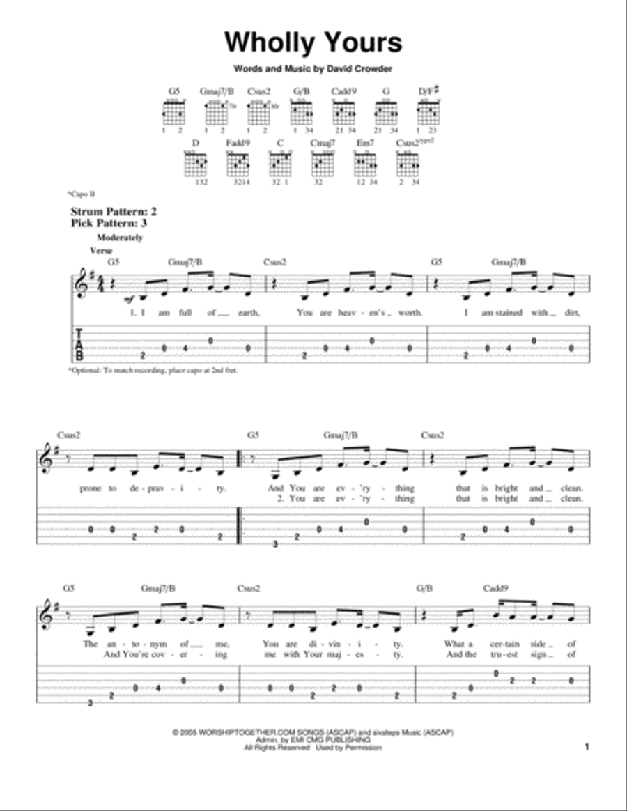Wholly Yours Acoustic Guitar scores gallery preview page 1