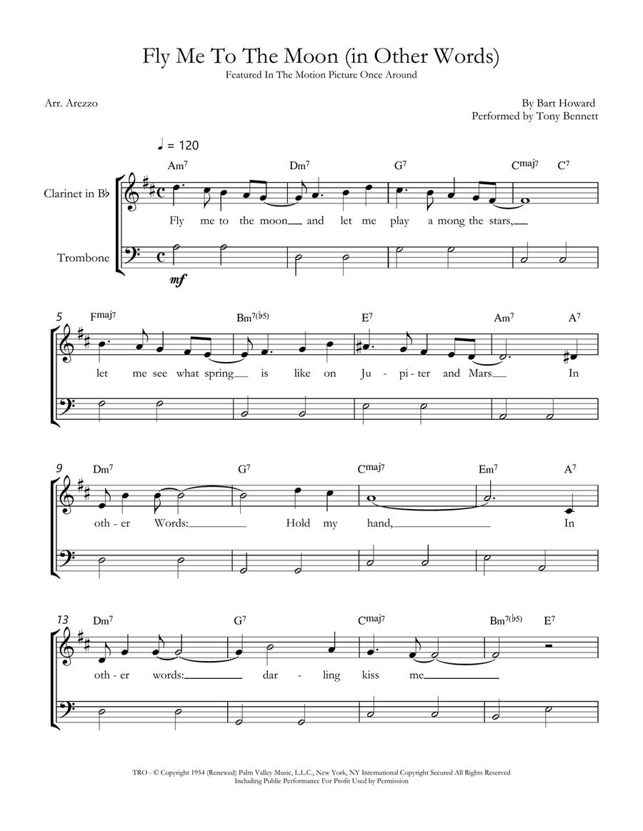 Fly Me To The Moon (In Other Words) B-Flat Clarinet scores gallery preview page 1