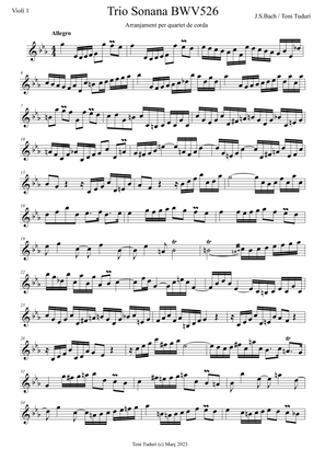 Trio sonata BWV526 in C minor for string quartet or woodwind quartet formations.