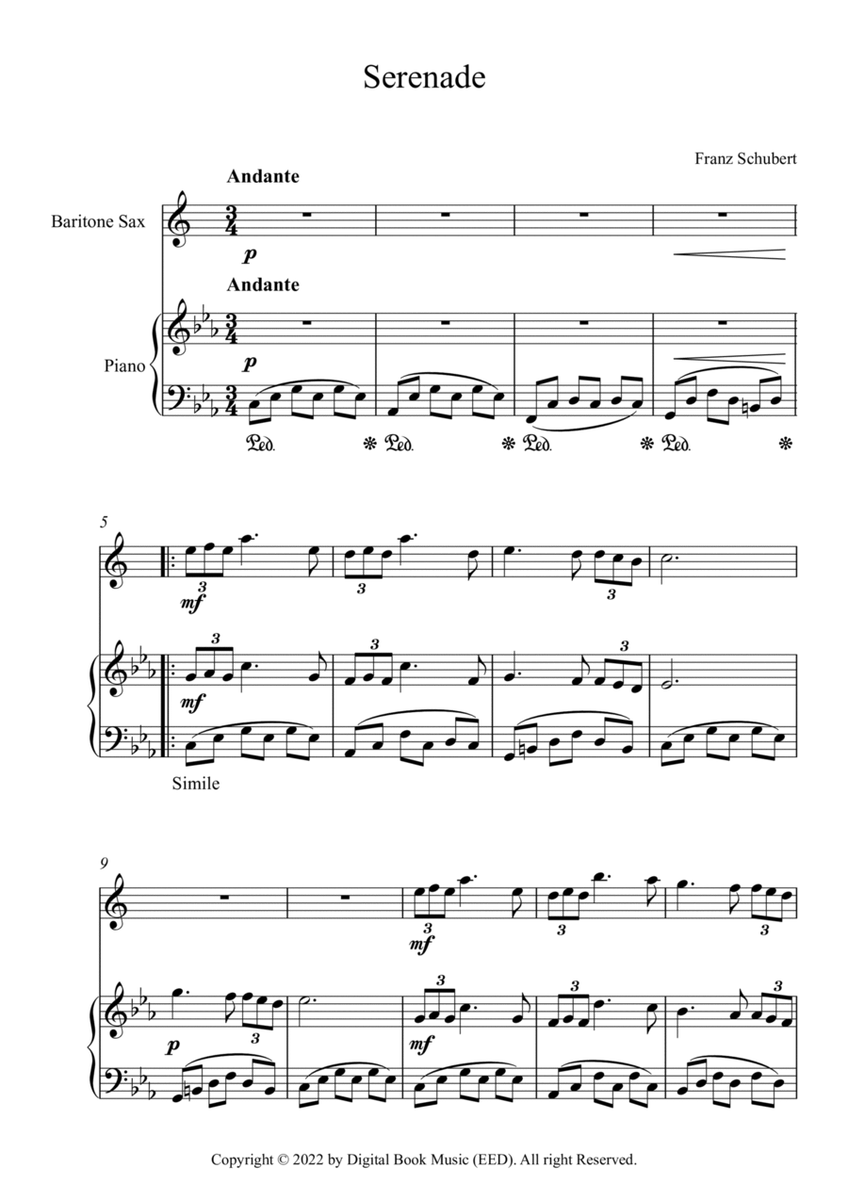 Serenade - Franz Schubert (Bariton Sax + Piano)