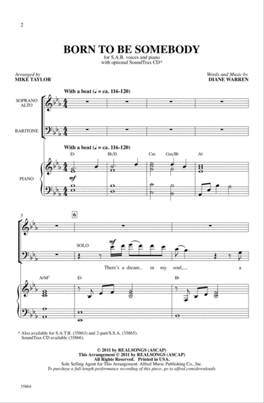 Born to Be Somebody (from Never Say Never) 3-Part scores gallery preview page 1