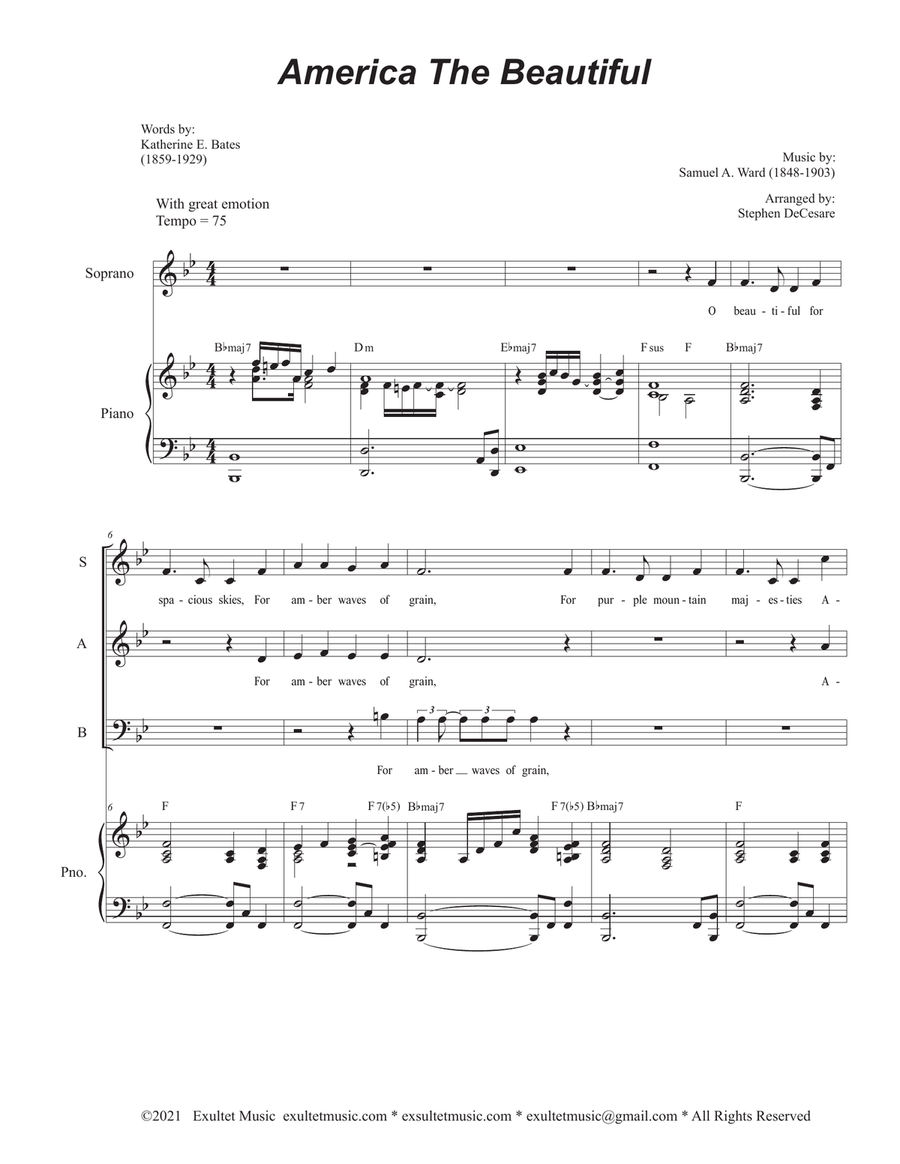 America The Beautiful (Vocal Trio - (SAB) 3-Part scores gallery preview page 2