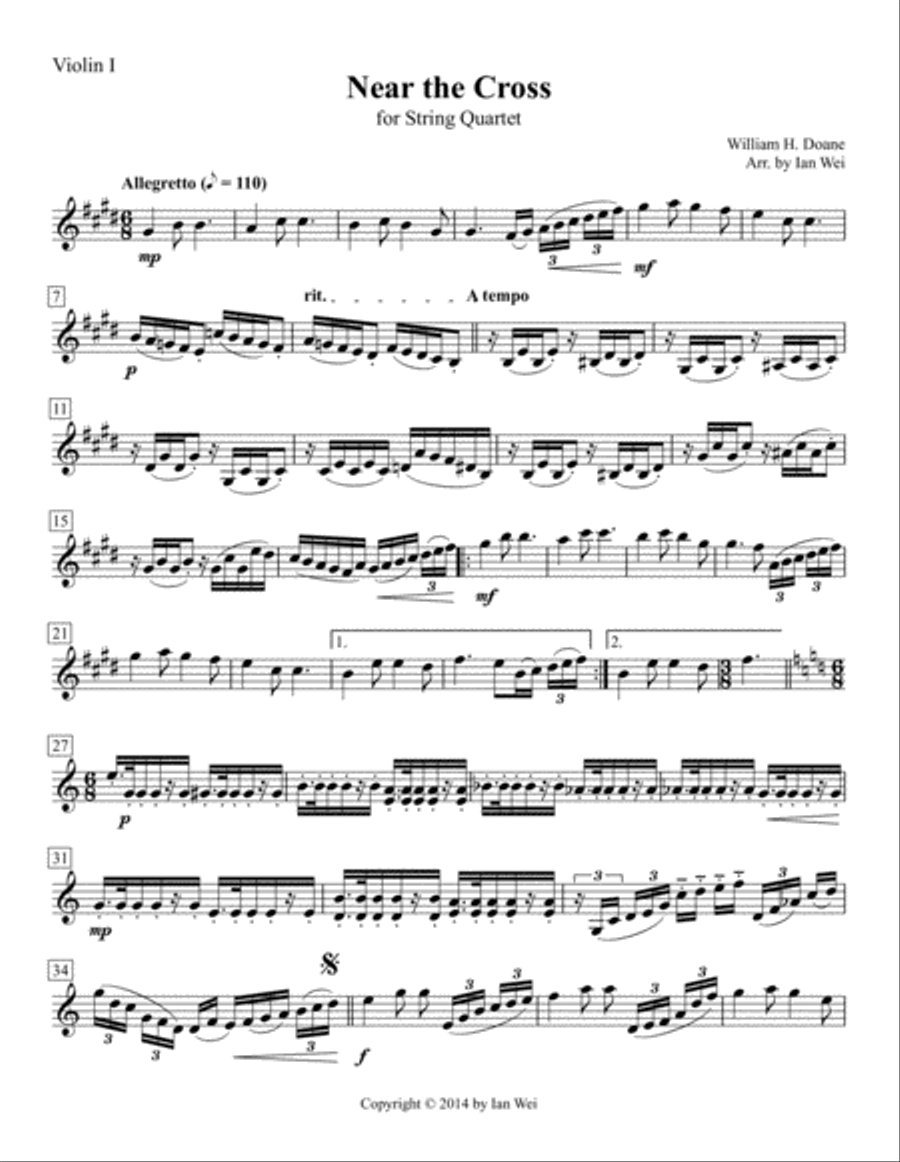 Near the Cross for String Quartet String Quartet scores gallery preview page 1