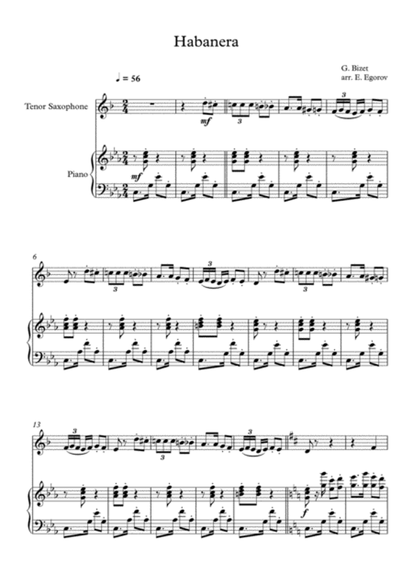 Habanera, Georges Bizet, For Tenor Saxophone & Piano image number null