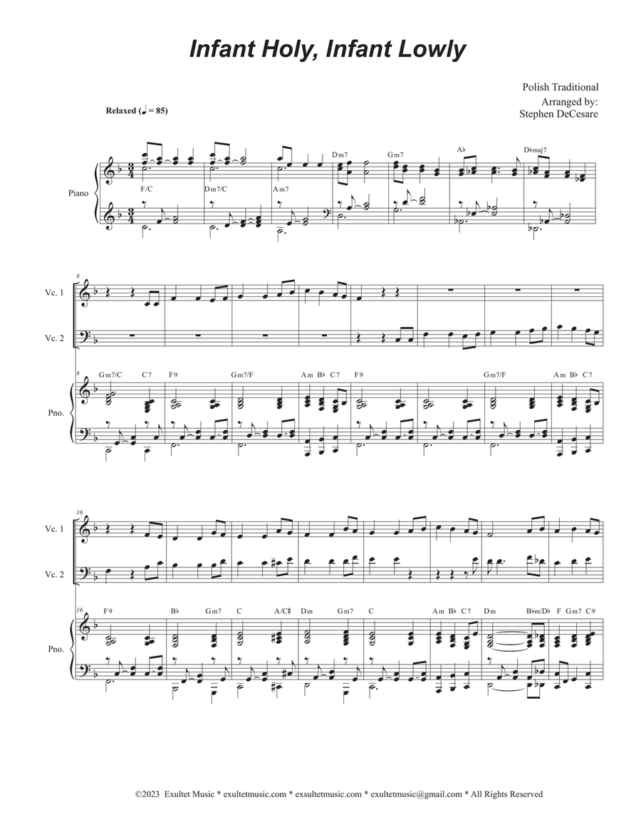 Infant Holy, Infant Lowly (Cello Duet) String Duet scores gallery preview page 1