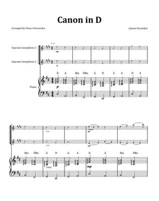 Canon by Pachelbel - Soprano Saxophone Duet with Piano and Chord Notation