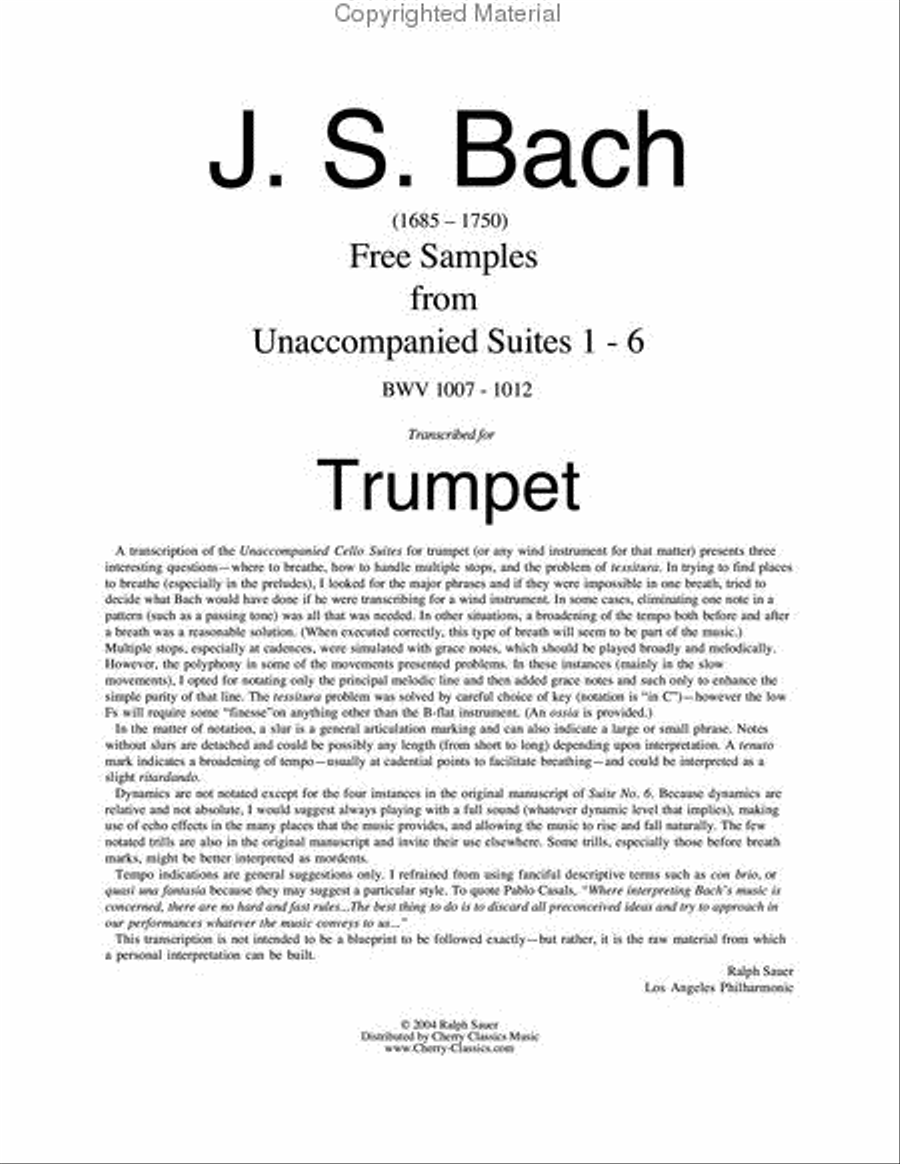 Unaccompanied Suites Trmp CD-ROM Trumpet Solo scores gallery preview page 2