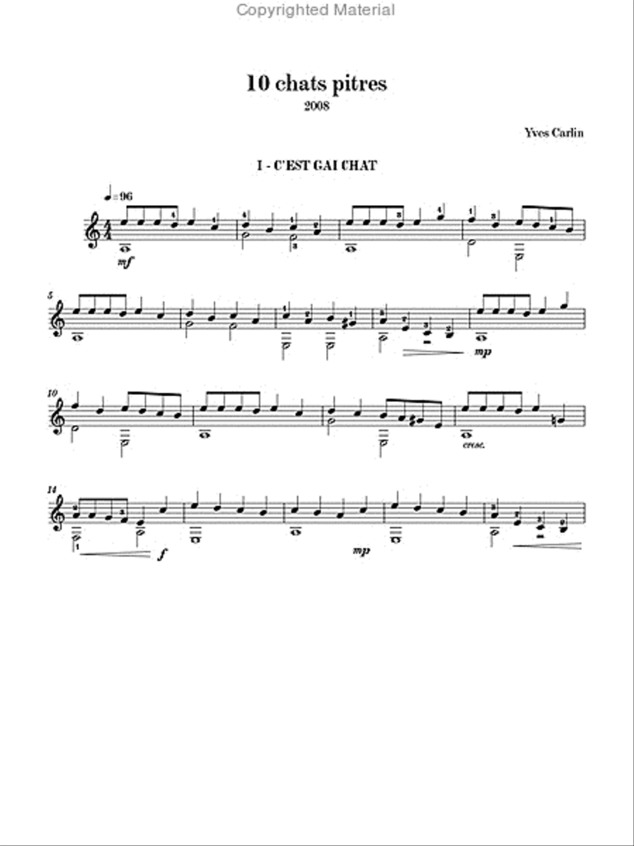 10 chats pitres, vol. 1 Classical Guitar scores gallery preview page 2