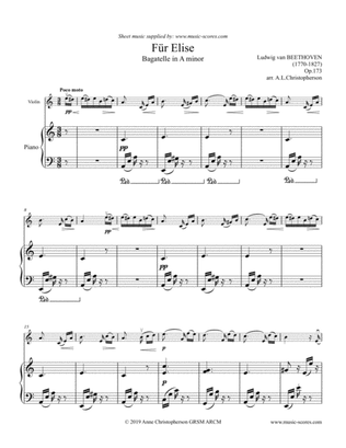 Fur Elise - Violin and Piano