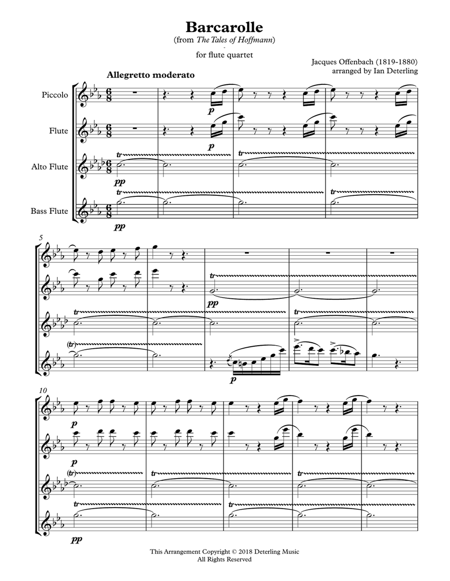 Barcarolle (for Flute Quartet) Flute Quartet scores gallery preview page 3