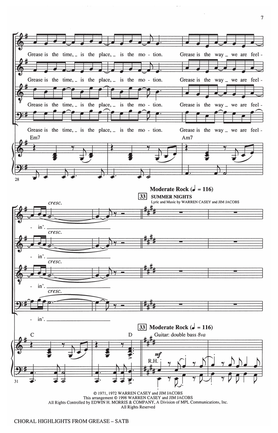 Choral Highlights from Grease 4-Part scores gallery preview page 6