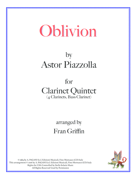 Oblivion for Clarinet Quintet image number null