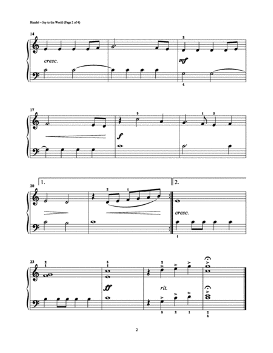 Joy to the World Piano Duet scores gallery preview page 2
