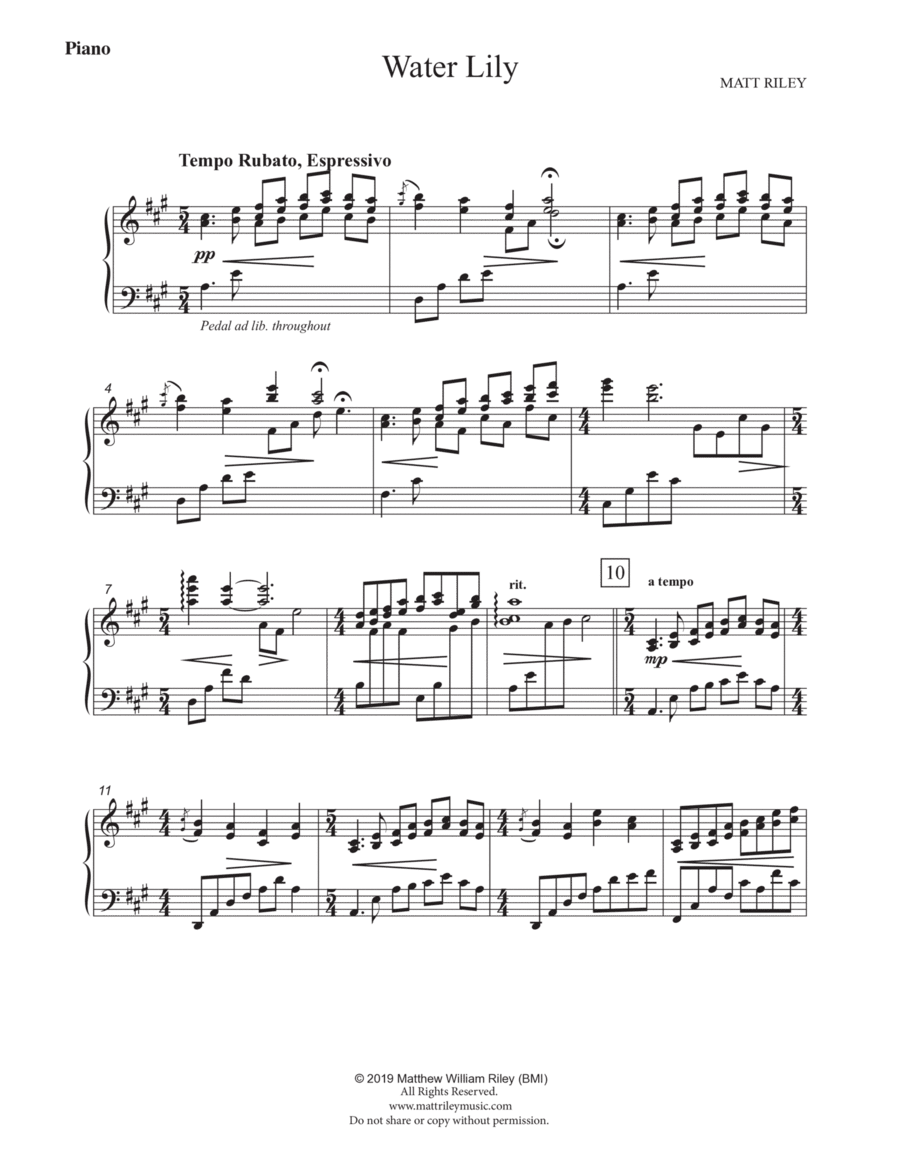 Water Lily Piano Solo scores gallery preview page 1