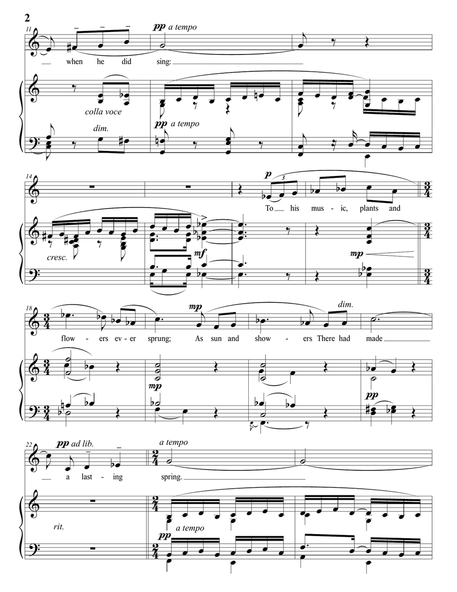 GURNEY: Orpheus (transposed to C major) Piano, Vocal scores gallery preview page 3