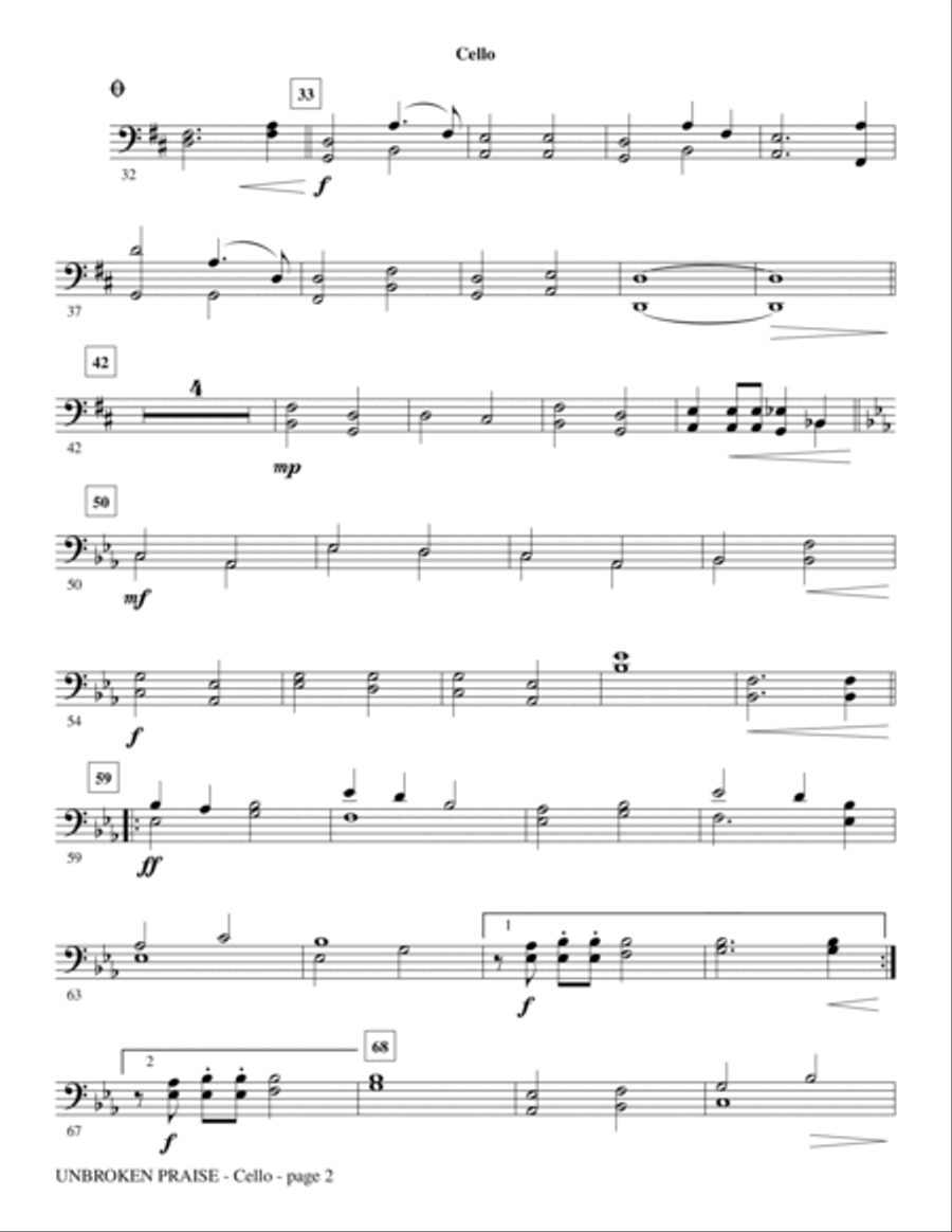 Unbroken Praise - Cello Unbroken Praise - Cello Choir scores gallery preview page 2