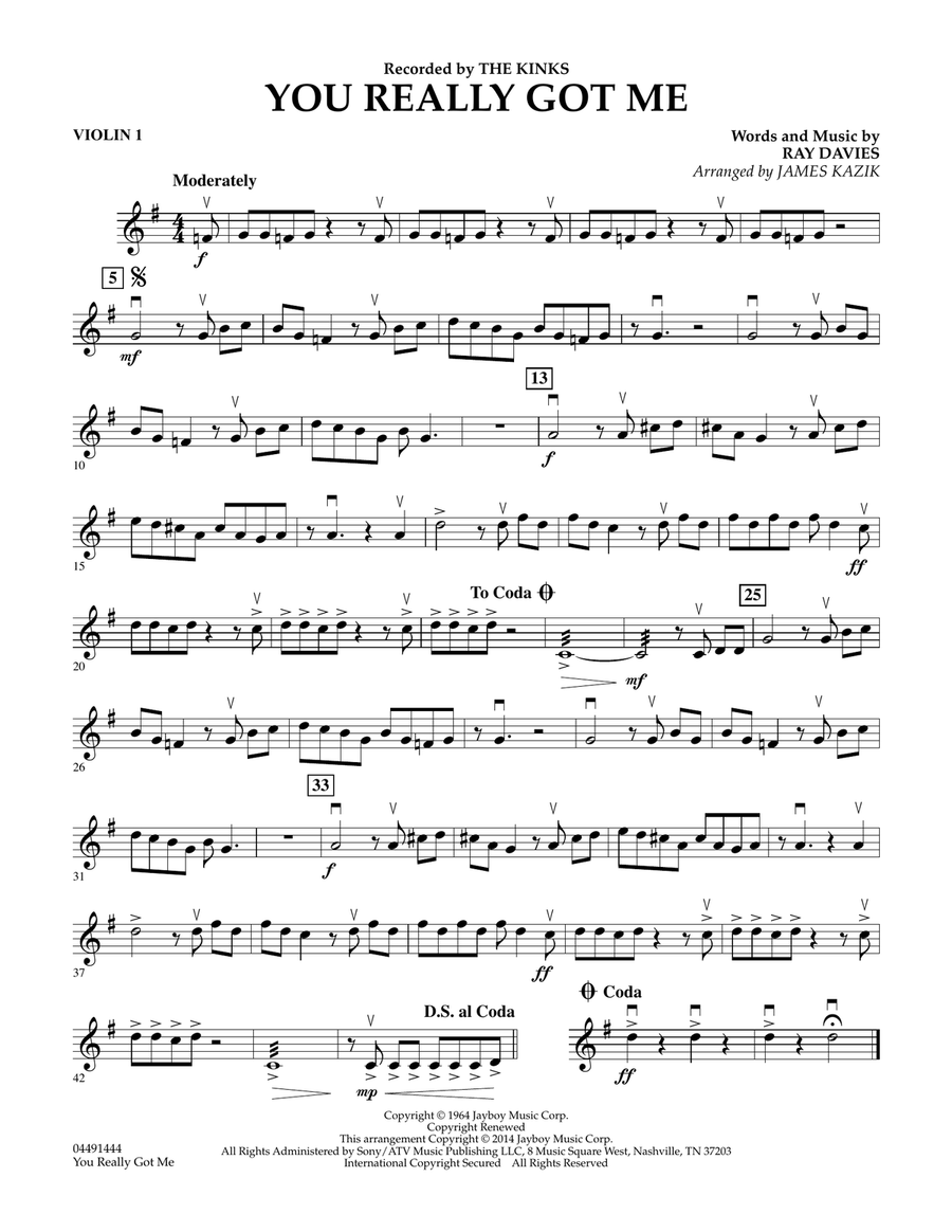 You Really Got Me - Violin 1 Orchestra scores gallery preview page 1
