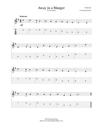 Book cover for Away in a Manger - for easy guitar with TAB