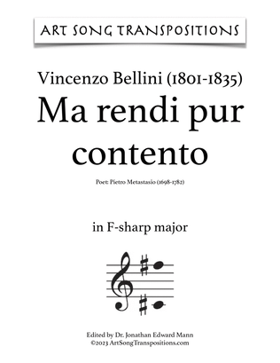 BELLINI: Ma rendi pur contento (transposed to F-sharp major and F major)