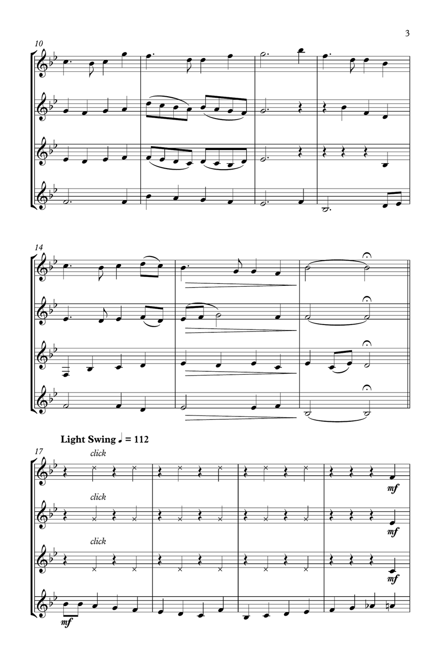 Auld Lang Syne - Clarinet Quartet Clarinet Quartet scores gallery preview page 3