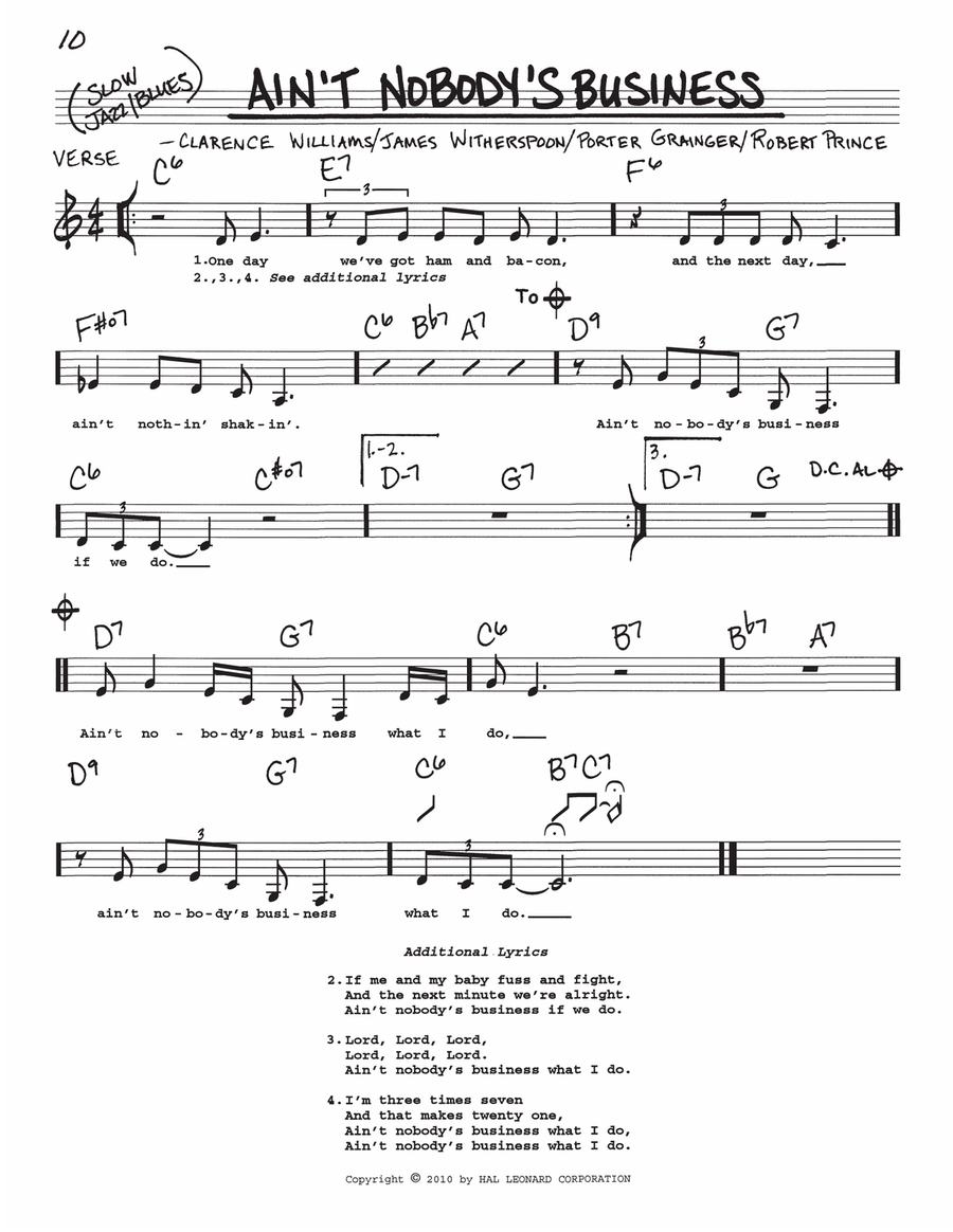 Ain't Nobody's Business Voice scores gallery preview page 1