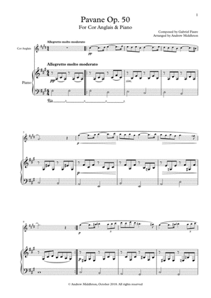 Pavane Op. 50 arranged for Cor Anglais and Piano