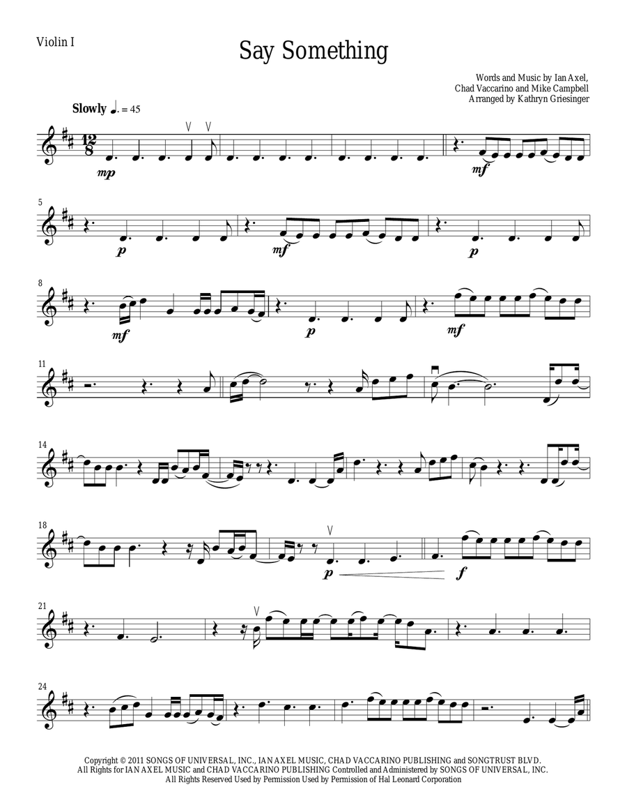 Say Something String Quartet scores gallery preview page 1