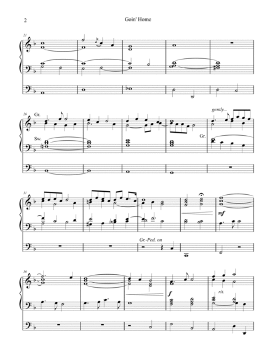Goin' Home (New World: Dvorak), organ work by Phil Lehenbauer Organ Solo scores gallery preview page 3