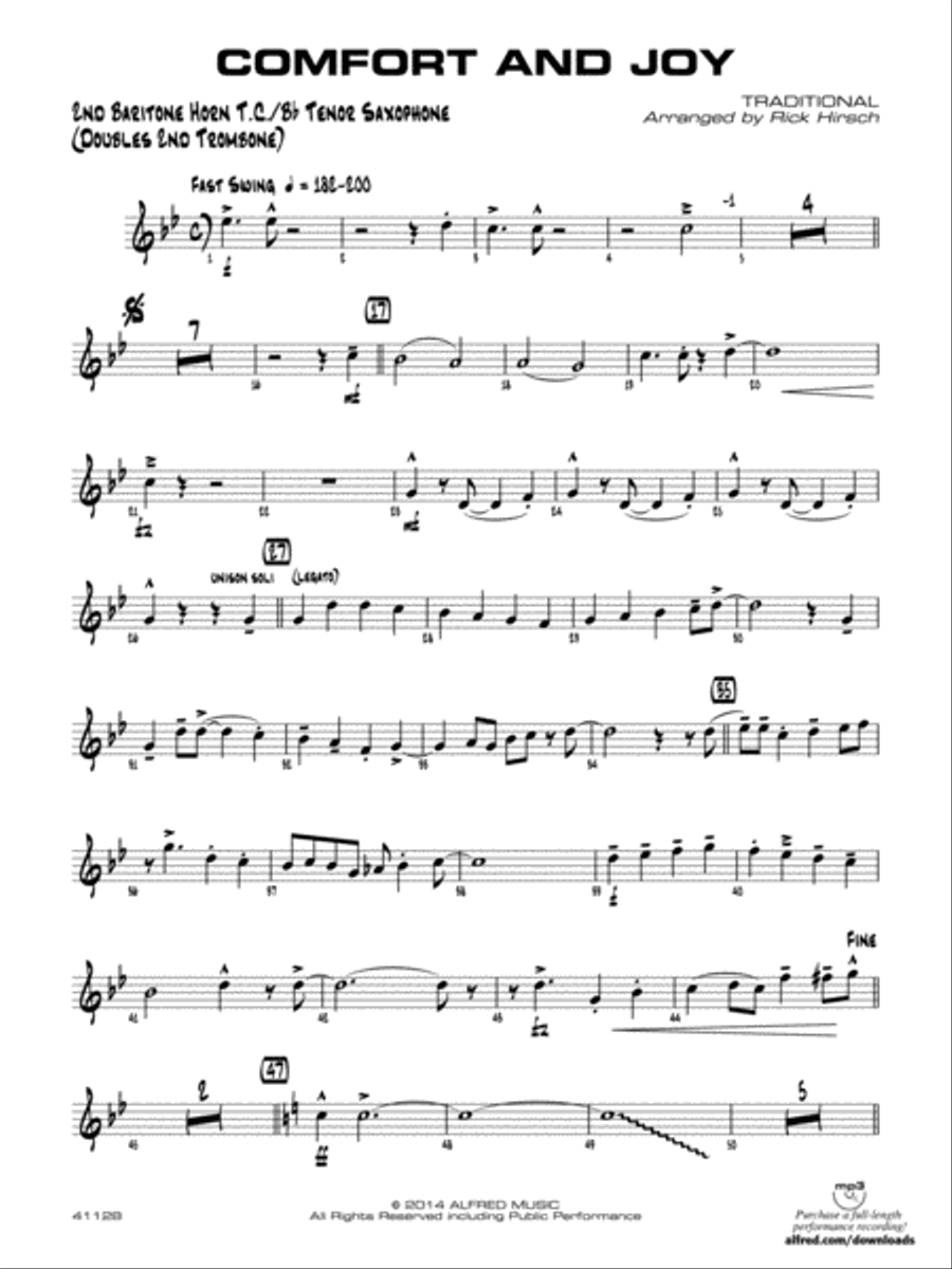 Comfort and Joy: 2nd Baritone T.C. Jazz Ensemble scores gallery preview page 1