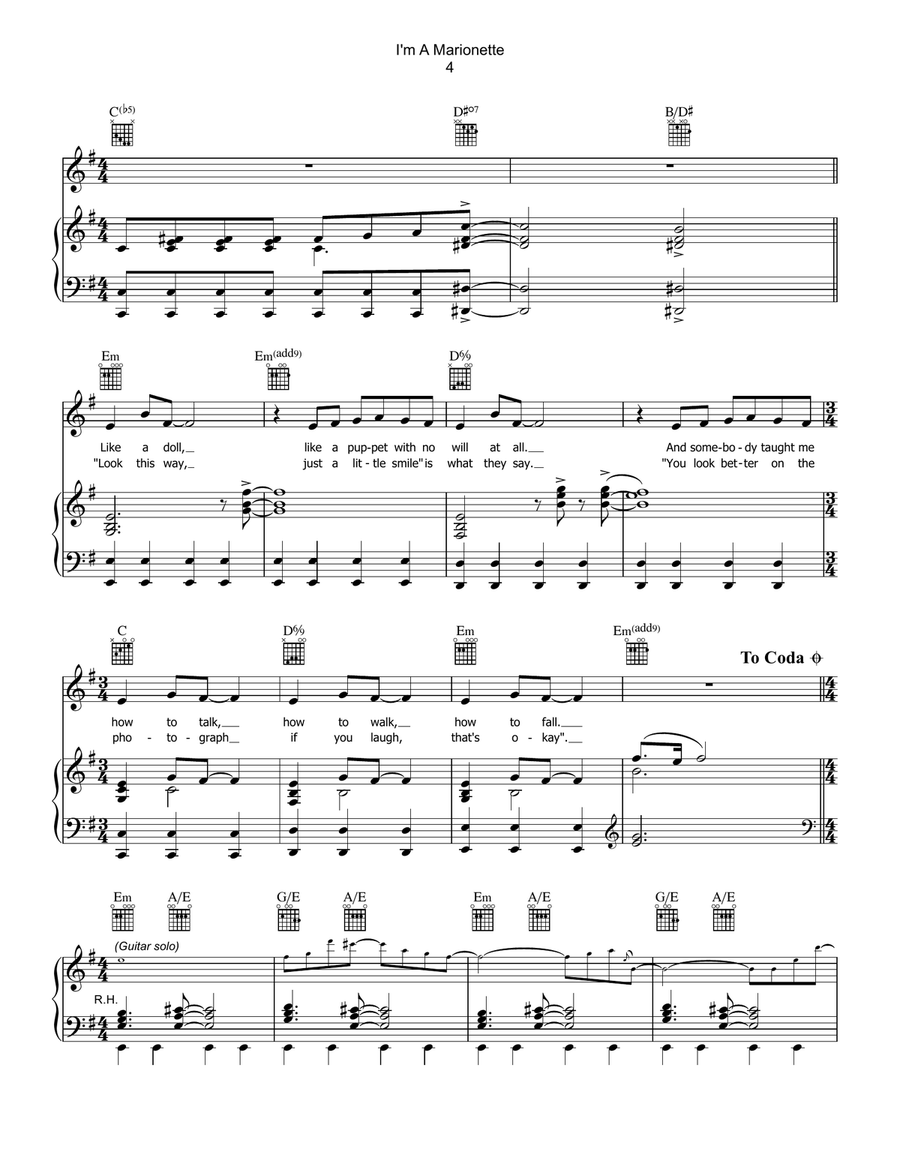 I'm A Marionette Piano, Vocal, Guitar scores gallery preview page 4