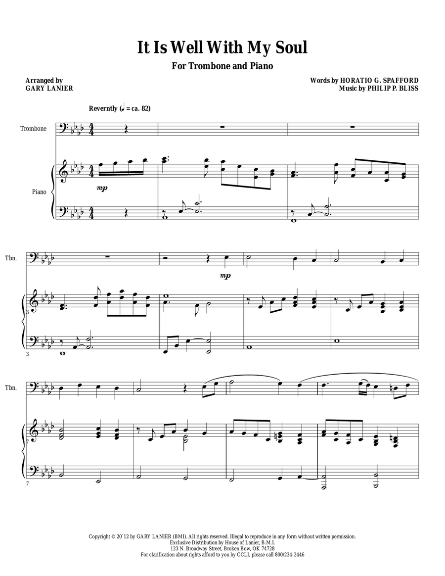THREE HYMN ARRANGEMENTS for TROMBONE and PIANO (Duet – Trombone/Piano with Trombone Part) Trombone Duet scores gallery preview page 2