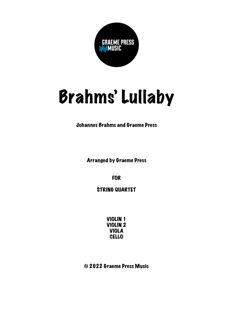 Brahms' Lullaby String Quartet scores gallery preview page 1