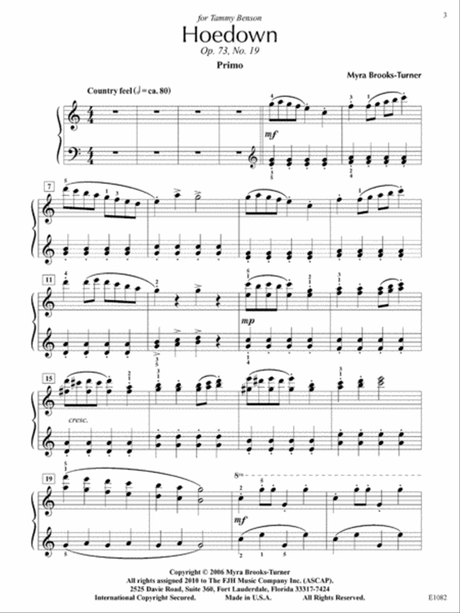 Hoedown, Opus 73, No. 19 Piano Solo scores gallery preview page 4