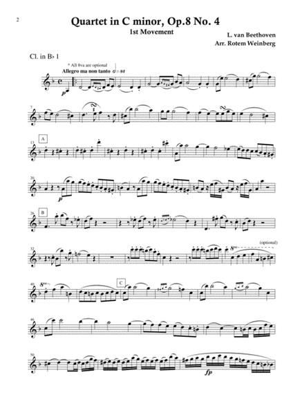 Quartet in C minor, Op.8 No.4, mvmt.1 (Clarinet Quartet) image number null