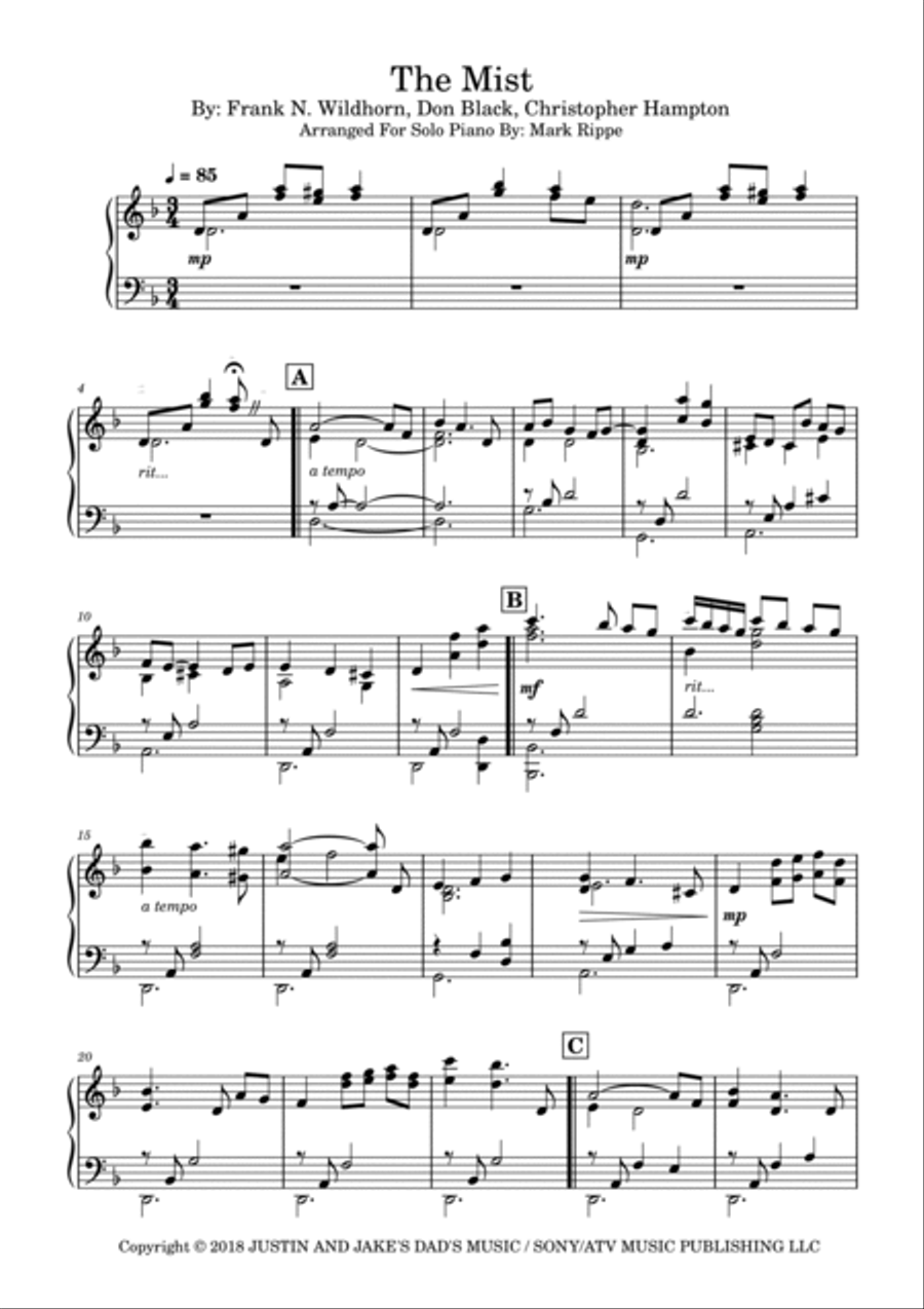 The Mist Piano Solo scores gallery preview page 2