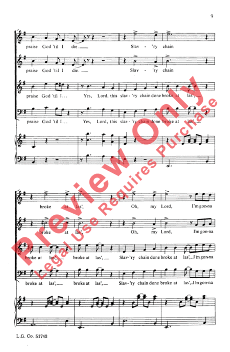 Free, My Lord, Free at Las' 4-Part scores gallery preview page 9