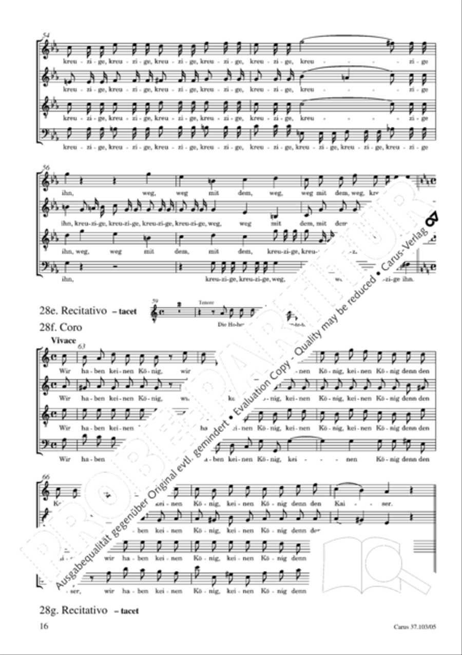 St. John Passion (Johannes-Passion) SSATB scores gallery preview page 17