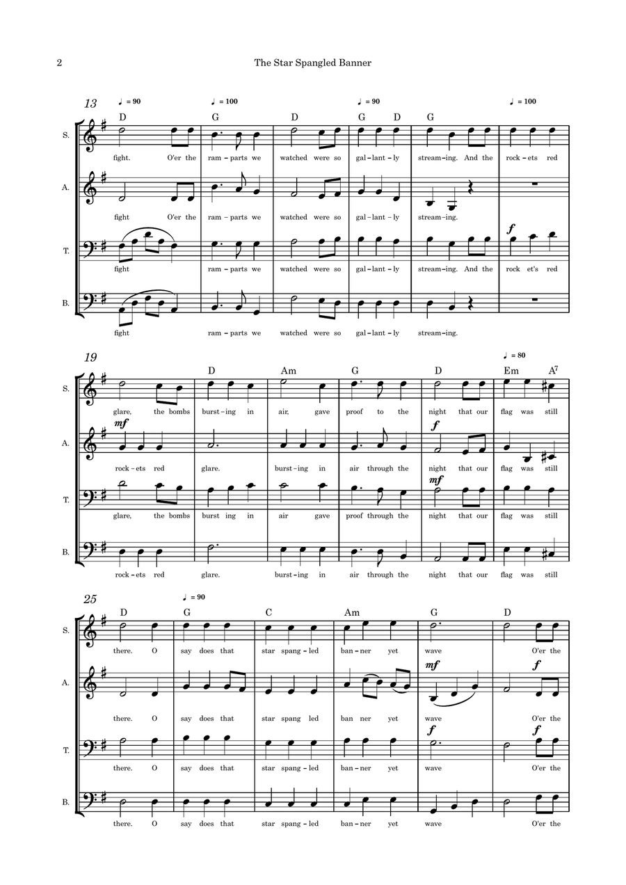 The Star Spangled Banner - SATB A Capella 4-Part scores gallery preview page 2