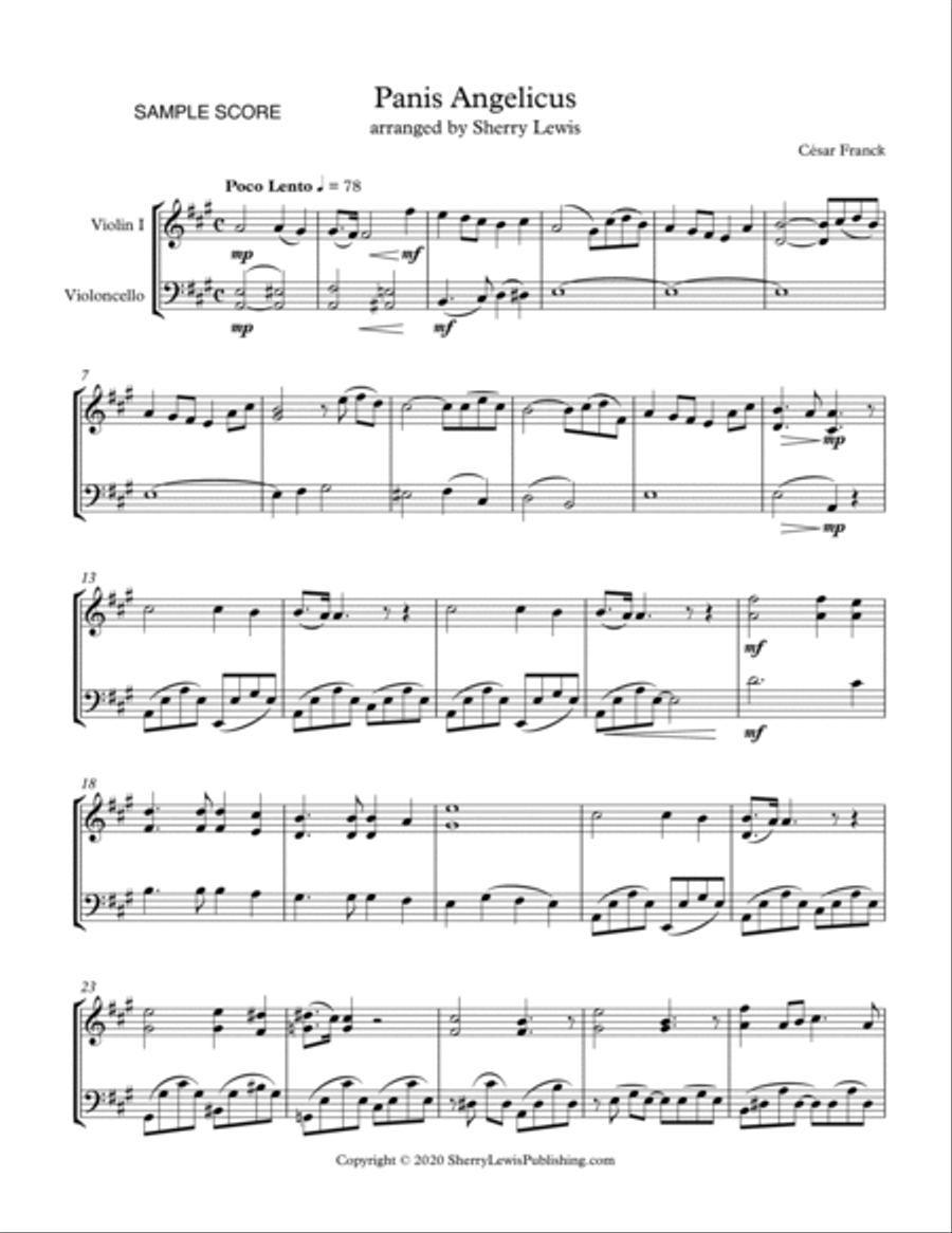 PANIS ANGELICUS String Duo, Intermediate Level for violin and cello image number null