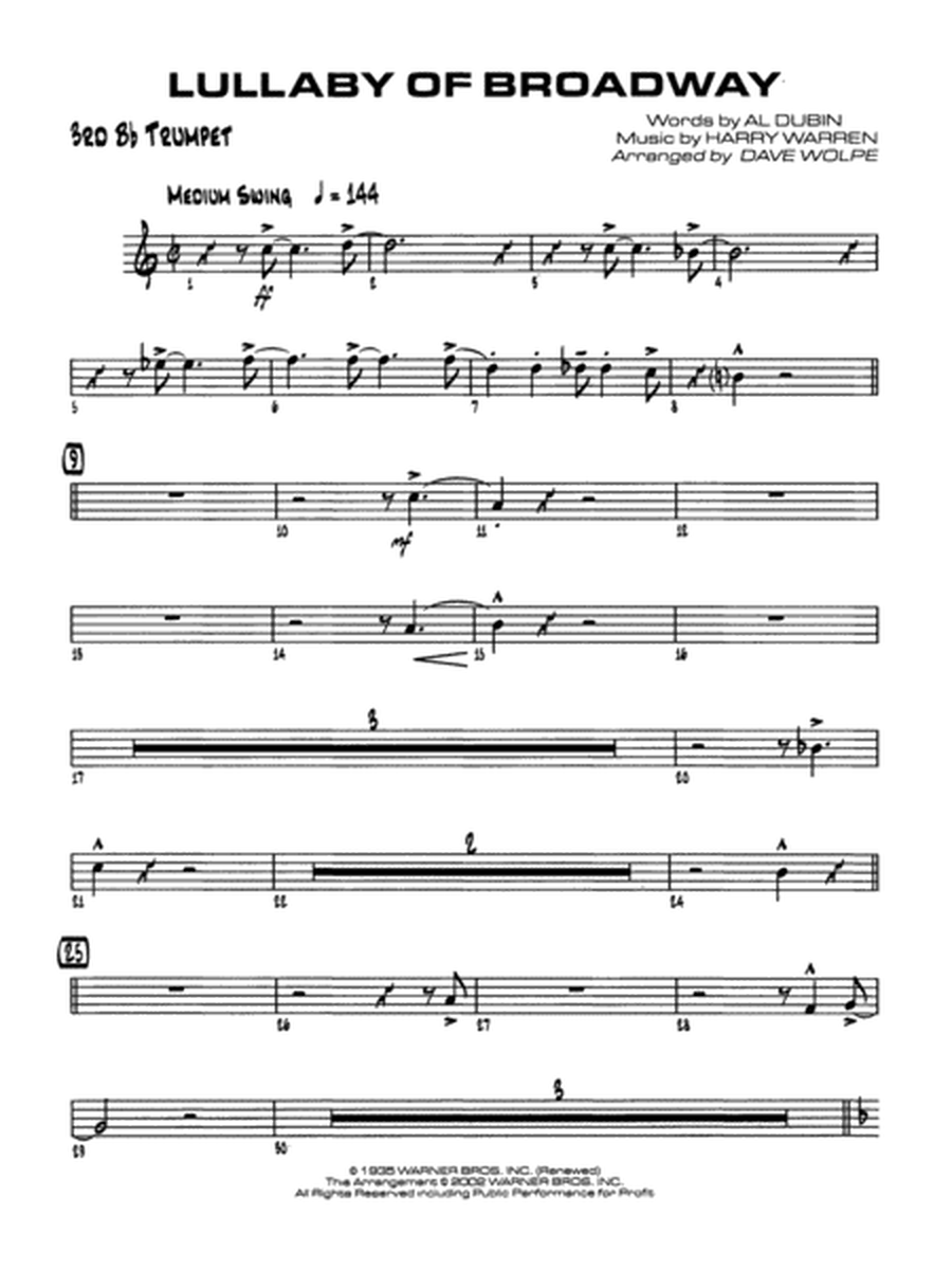 Lullaby of Broadway: 3rd B-flat Trumpet