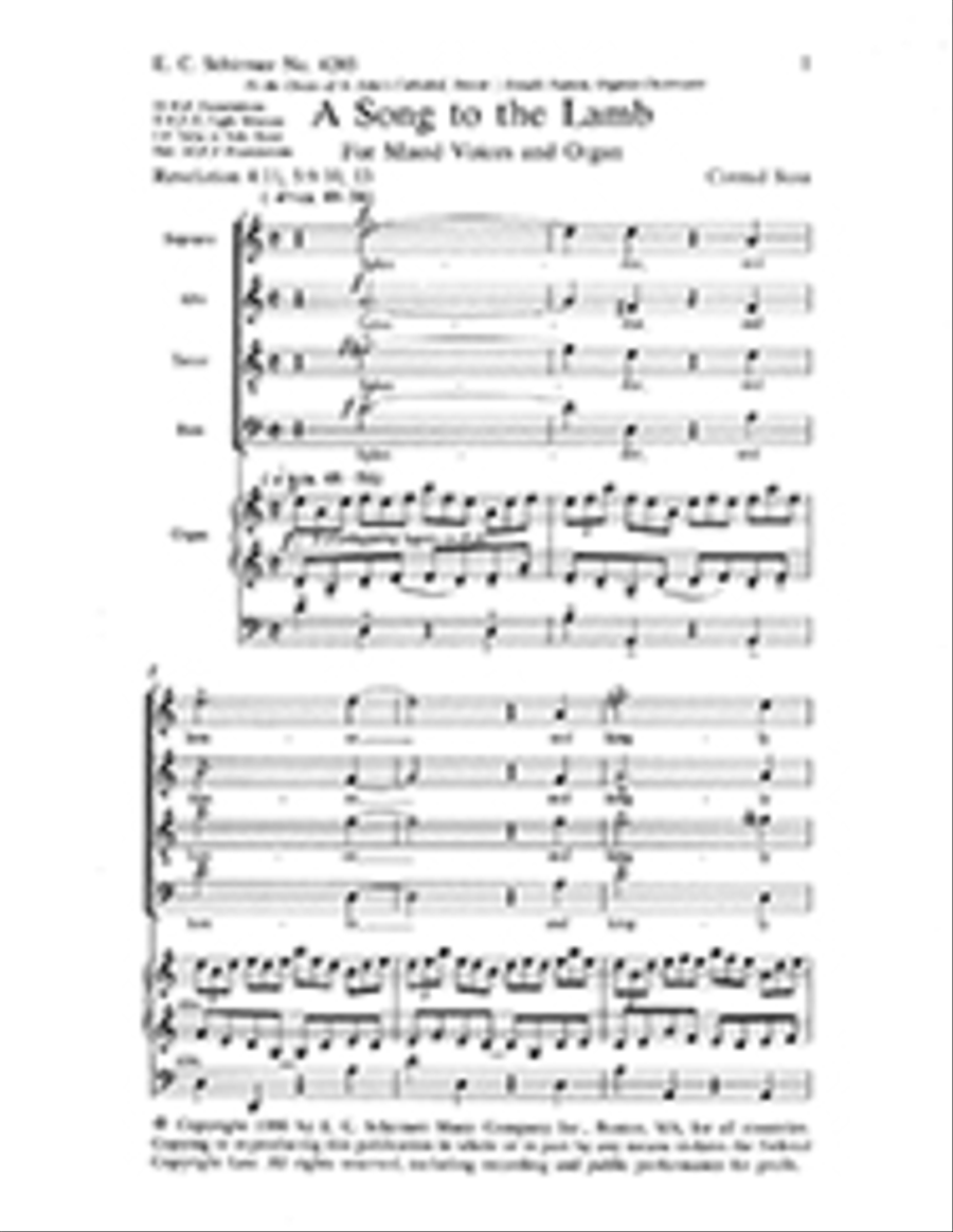 A Song to the Lamb 4-Part scores gallery preview page 1