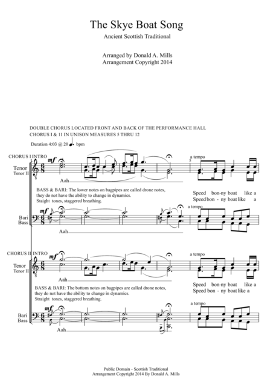 The Skye Boat Song TTBB scores gallery preview page 1