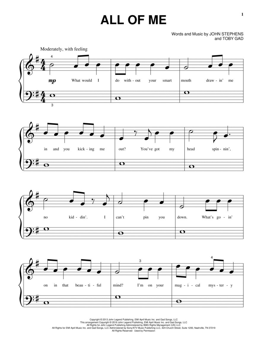 All Of Me Piano Solo scores gallery preview page 1