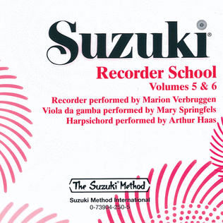 Book cover for Suzuki Recorder School (Soprano and Alto Recorder), Volumes 5 & 6