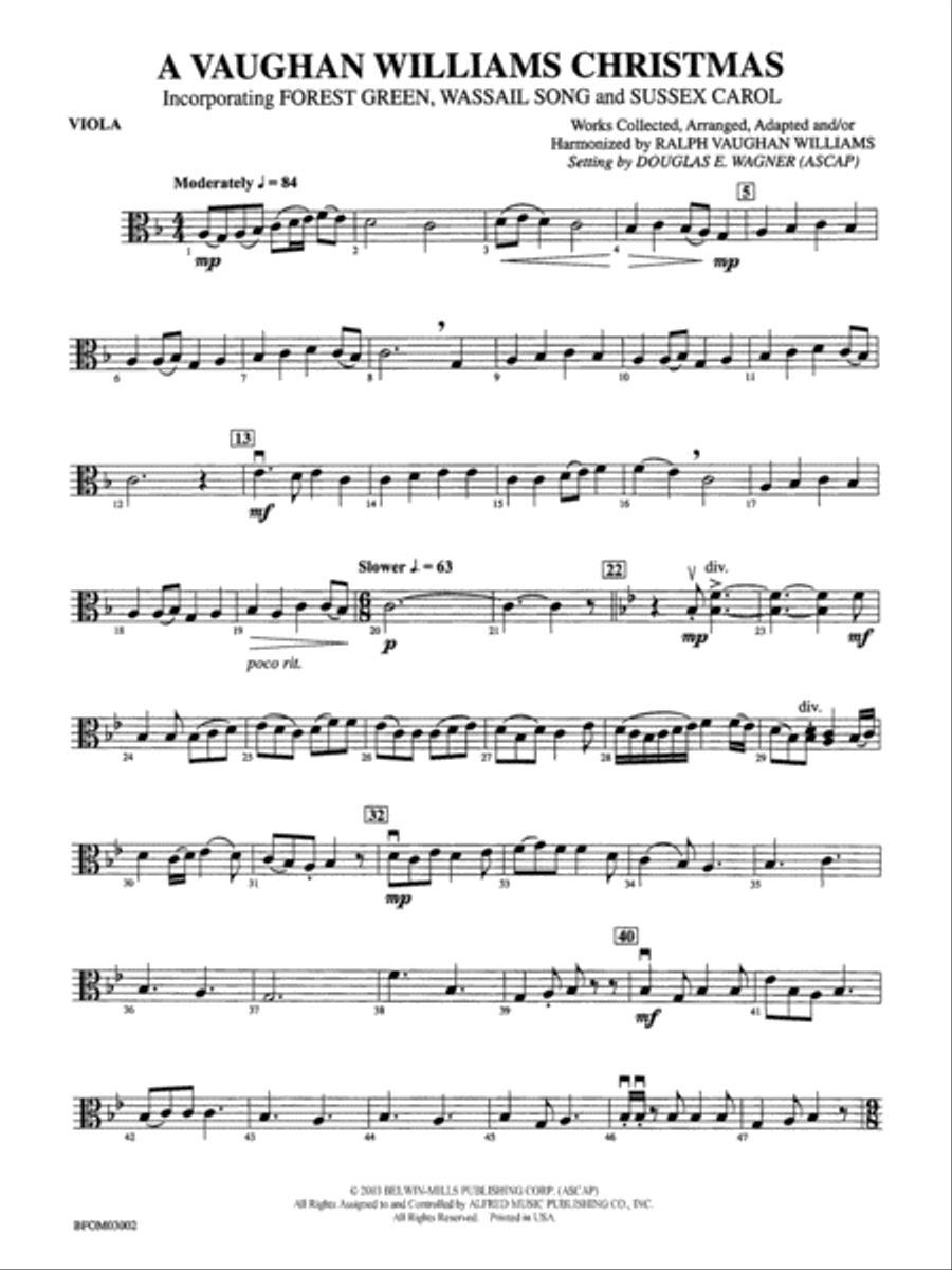 A Vaughan Williams Christmas: Viola Full Orchestra scores gallery preview page 1